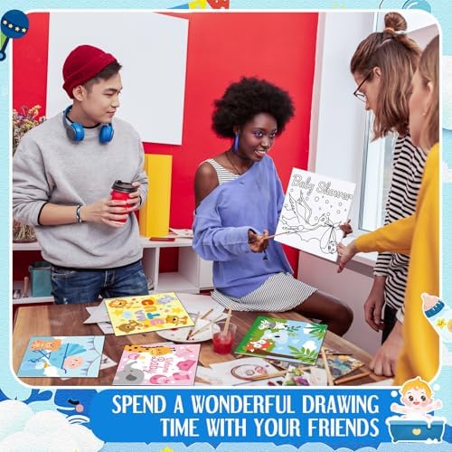 Honoson 6 Pcs 6 Inch Pre Drawn Outline Canvas Paint Kit with Pictures for Adults Paint Party Stretched Canvas Art Boards Set for Adult Beginner(Baby Shower) - Image 5