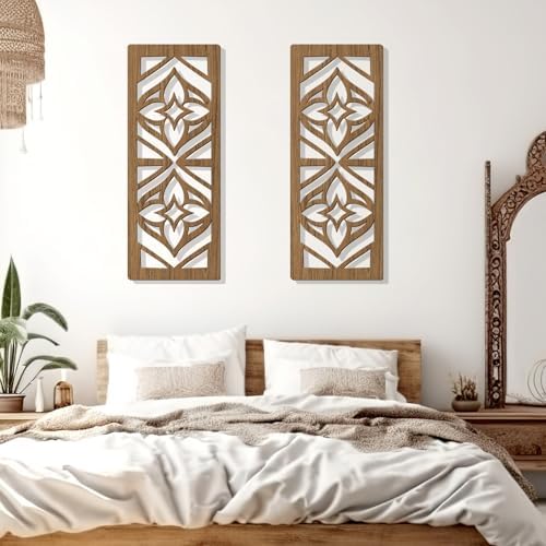 Zzbakress 2 Pcs Mid Century Modern Wall Decor Wooden Abstract Geometric Art for Home Living Room Bedroom (Style X) - Image 7
