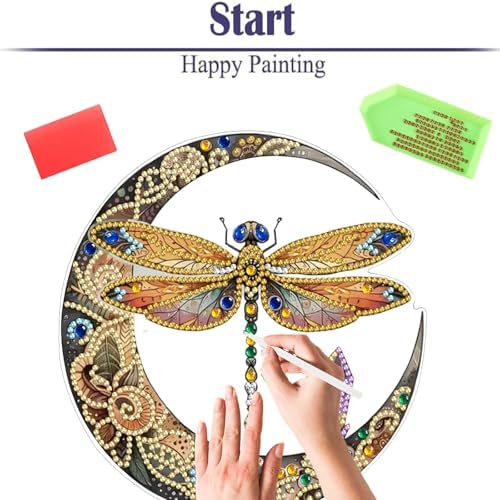 Diamond Painting Kits for Adults Beginners, 5D Full Drill Dragonfly Crystal Art Desktop Ornament, DIY Single Sided Home Office Desk Decor, Creative Craft Gift Set with Tools - Image 6