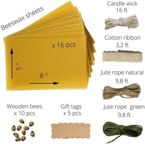 CraftersAvenue Beeswax Candle Making Kit - 16 Beeswax Sheets for Candle Making - Size 5 x 8 in - Make Your Own Rolled Candle - Candle Making Supplies - Yellow - Image 2