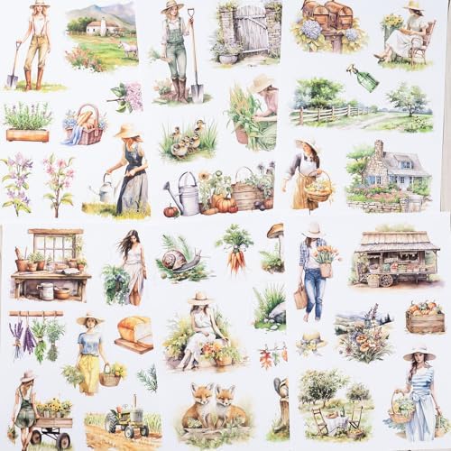 YagCu Countryside Journaling Stickers, Junk Journal Sticker for Adults, 20 Sheets Pre-Cut Stickers, Vintage Ephemera Scrapbooking Supplies, Craft Arts - Image 4