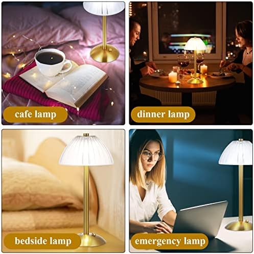 Liliful 1 Pcs Cordless Table Lamp LED Touch, Gold, Mushroom Style - Image 6
