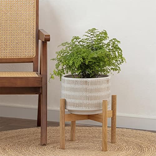 LA JOLIE MUSE Ceramic Planter for Plant, 9.4 Inch Indoor Planter with Stand - Image 3