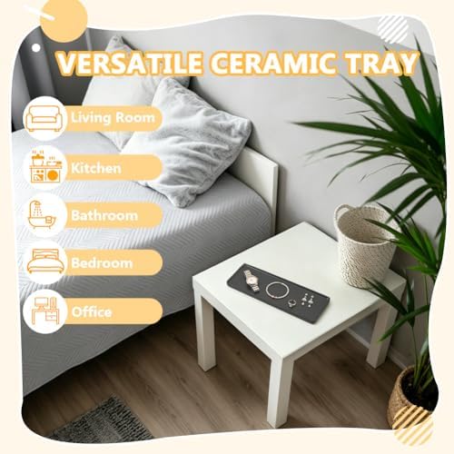Bathroom Tray Countertop 10.6"x3.7" Rectangle Ceramic Vanity Trays for Bathroom Counter Decorative Dresser Jewelry Perfume Organizer Tray for Cosmetics Rings Necklaces Earrings (Black) - Image 5