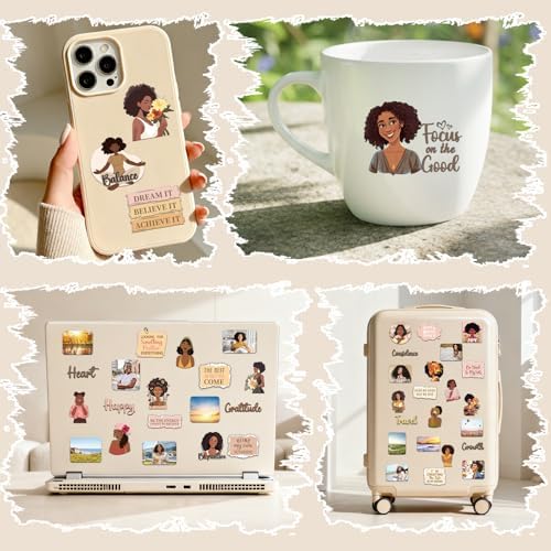 Vision Board Supplies Scrapbook - 50 Pcs Black Girl Travel Stickers - Image 4