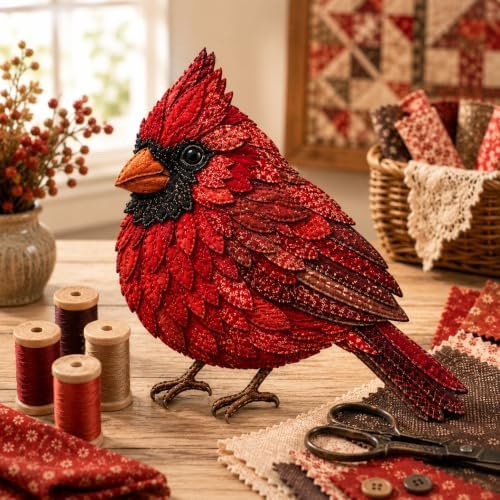 3D Patchwork Bird DIY Craft Kit, Home Wall Decor Gift, Stress Relief, Creative Handmade Art, Bird Design, Colorful, Delicate, Easy for Beginners, Unique Gift for Adults(Red Cardinal) by Unknown