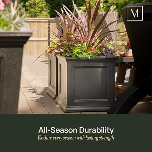 Mayne Fairfield 20in Self-Watering Square Planter, Graphite Grey - Image 4