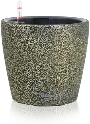 Dexceder 11x10 Self Watering Planter (Black Gold Crackle) by Dexceder