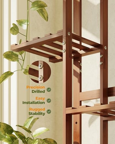 Bamworld Bamboo Plant Stand Indoor 6 Tiered Plant Shelf, Tea Brown 48 Inch - Image 4