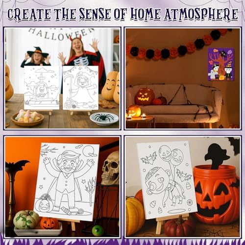Sherr 96 Pcs 12 Set Pre Drawn Canvas Painting Kits, Halloween - Image 5