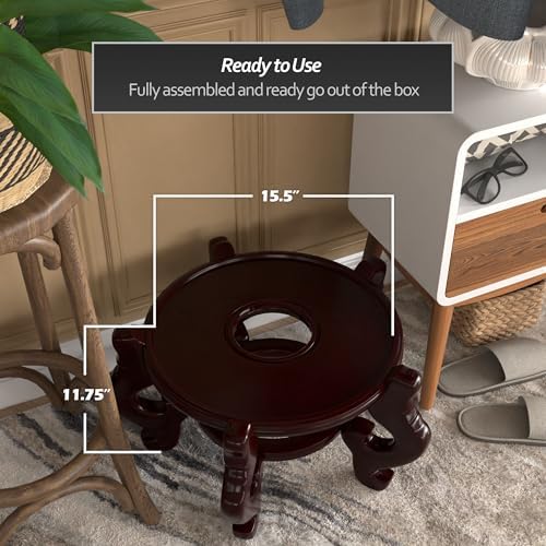 Red Lantern Rosewood Fishbowl Stand - Size 15.5 in. Base Diameter - Image 4