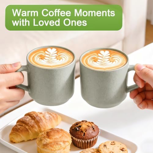 Pilnocok 8 oz Ceramic Small Mugs Set of 2, Green - Image 6