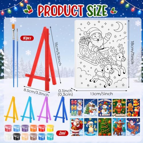 Blosssound 10 Set Christmas Pre Printed Canvas for Painting 5x7", Theme - Image 2