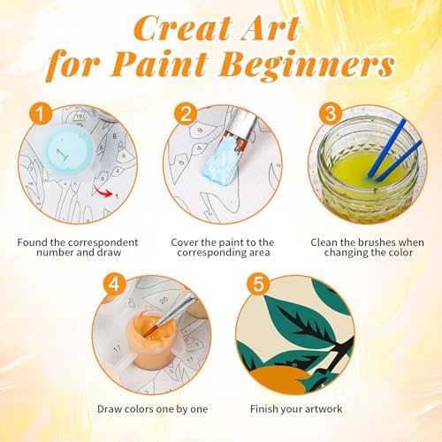 4 Pack Framed Paint by Numbers Kit for Adults, Tropical Fruit, 8 x 12 Inch - Image 6