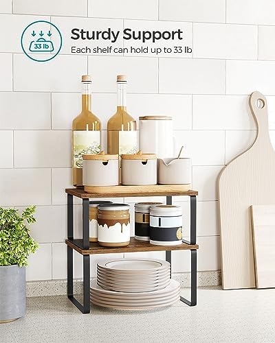 SONGMICS Cabinet Organizer Shelf, Set of 2 Spice Rack, Kitchen Storage - Image 4