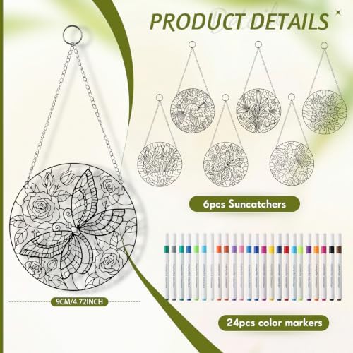 30 Pcs Suncatchers Crafts Kit DIY Paint Art, Stained Glass Painting - Image 2