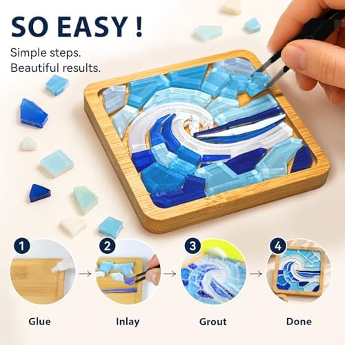 Glizma 6 Sets DIY Acrylic Mosaic Coaster Kit with Natural Landscape Patterns, Unique Landscape Design Coasters Craft Kit for Adults & Women, Complete Mosaic Coaster Making Kit for Home Decor & Gifts - Image 3