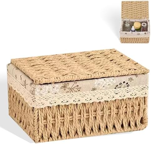 Modern Farmhouse Decor Wicker Basket – Small Storage Basket for Home, Nursery, Shelf, and Table, Decorative Basket for Storage, Shelves, and Organization by Unknown