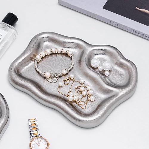 Ceramic Jewelry Tray Dish Large-sized Display Organizer Trinket Watch Keys, Dressing Table Decor Aesthetic Dish Holder for Mother's Day/Christmas/Thanksgiving/Birthday Gift by LORVOR