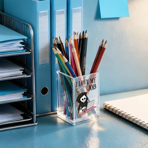 I Love My Job Acrylic Makeup Brush Pencil Holder Cup for Coworker - Image 4