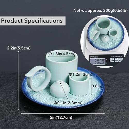 4 in 1 Ceramic Incense Burner Holder with Handle for Burning Sage, Palo Santo Stick, Joss Sticks, Candle in Your New House, Office, Yoga, Meditation Room (Sky Blue) - Image 7