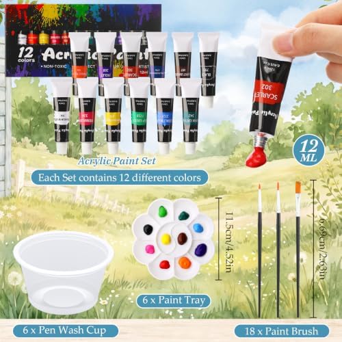 Cholemy 6 Set Paint and Sip Kit for Adults 8"x 10" Pre Drawn Canvas Painting with Wooden Easel Acrylic Paint Wash Cup Brushes Palette Apron for Painting DIY Adult's Date Party Supplies(Cool Animals) - Image 4