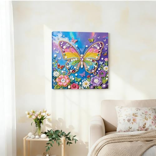 Xylzzuit Pearl Painting Kit with Frame All Inclusive 9.84x9.84IN DIY Gemstone Diamond Art Craft Supplies for Adults Beginners Craft Lovers Living Room Wall Desktop Decor Gift (Butterfly) - Image 2