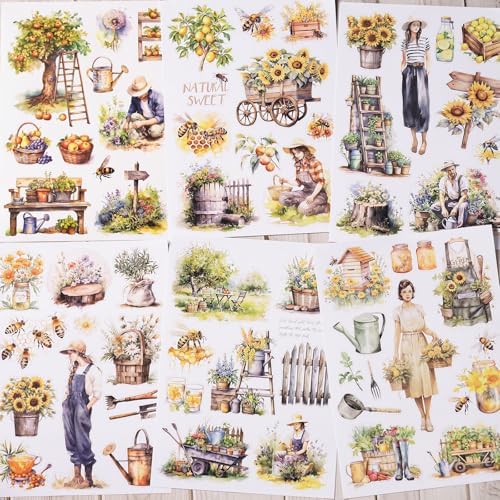 YagCu Harvest Time Junk Journal Stickers, Fall Scrapbook Stickers Book, Journaling Supplies, Pre-Cut Aesthetic Scrapbooking for Women, Collage Decorative Ephemera Planner DIY Arts - Image 4