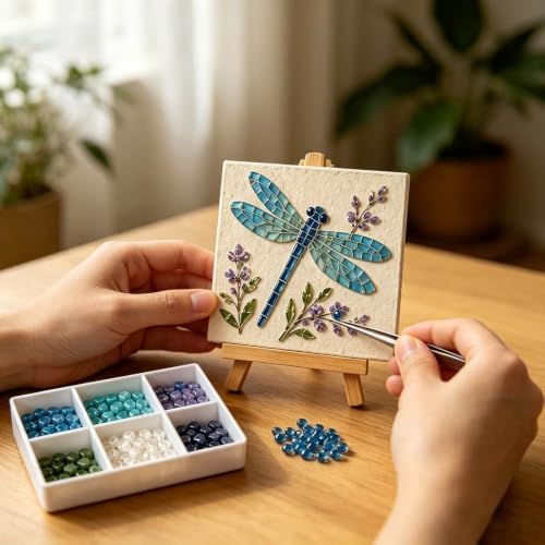 Cottage Garden Mosaic DIY Kit – Watering Can Mosaic Art Kit，Dragonflies - Image 3