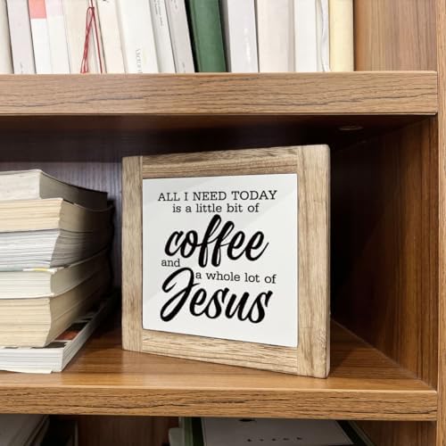 Christian Coffee Decor, All I Need Today is A Little Bit Of Coffee And A Whole Lot of Jesus Sign, Coffees Decors Set, Wooden Box Signs for Home Decor, Funny Coffees Decors Sign - Image 5