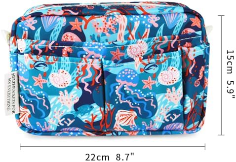 Multiple Pockets Portfolio Organizer with Zipper,Makeup Bag Pencil Pouch - Image 2