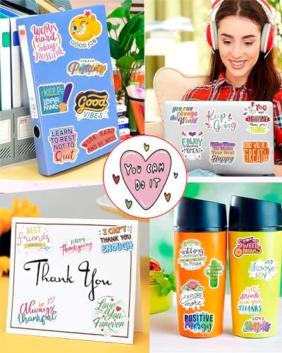 300 PCS Motivational & Positive Affirmation Sticker Pack – Inspirational Vinyl Quote Stickers for Teens, Adults & Teachers | Waterproof Decals for Water Bottles, Laptops, Journals & Scrapbooks - Image 4