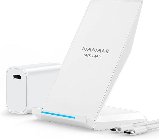 NANAMI Fast Wireless Charger, Qi Certified Charging Stand[with 20W PD Charger] 7.5W for iPhone 17/17 Pro/17 Pro Max/16/15/14/13/12,10W for Samsung Galaxy S25/S25+/S25 ultra/S24/S24 Ultra/S23