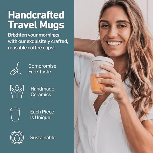 NOVA CERAMICS Grapefruit 12oz Travel Mug - To Go Coffee Tumbler With Lid - Microwave & Dishwasher Safe - Unique Design - Modern Style - Reusable - Adults - Image 2
