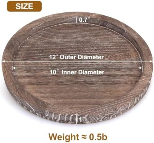 Round Decorative Wooden Serving Trays for Ottoman Coffee Table Tray Decor - Image 7