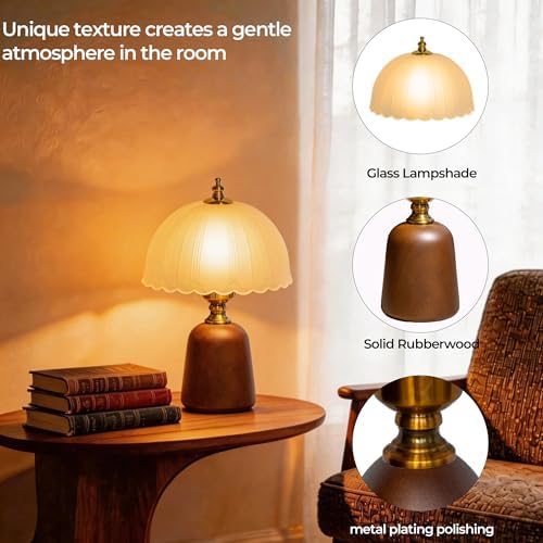 Small 13 Inch Dimmable Rubberwood Table Lamp - Image 5