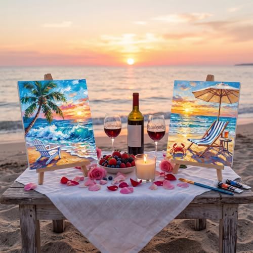 Sherr 24 Pcs Pre Drawn Canvas for Adult, Beach,Scenery, 8 x 10 Inch - Image 4