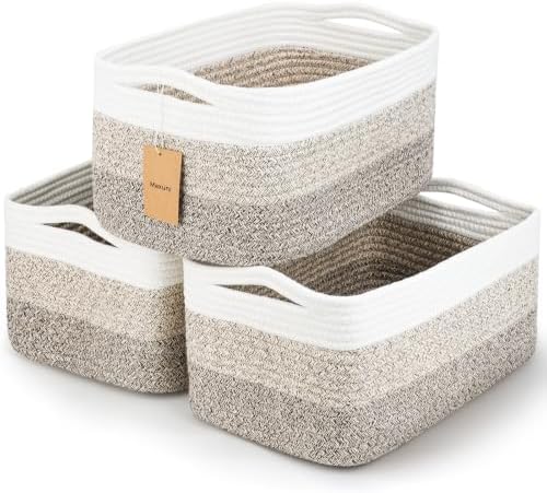 3 Pack Storage Baskets for Organizing, 13.7×9.5×6.3", Gradient Brown by MaxuniTechLife