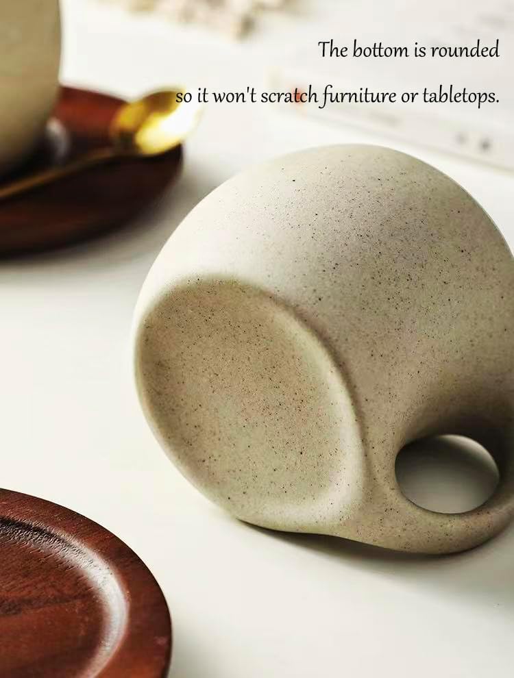 6 oz Clay Cup and Wood Saucer Set of 1, Ceramic Coffee Latte Art Mug With Saucer, Cafe Cups for Cappuccino, Espresso, Coffee, Tea, Porcelain Set for Baristas, Great Gift - Image 6