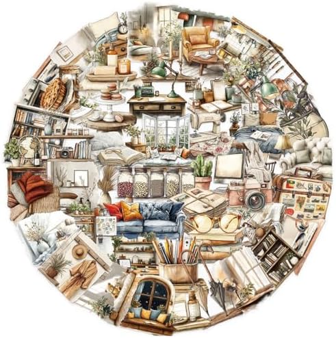 50Pcs Vintage Stickers,Waterproof Transparent PET Aesthetic Decorative Sticker Scrapbooking Supplies for Adult Card Making Letters Planner Journaling Junk Journal Water Bottles Art Craft,Retro Scene by Bestartsuppliesforyou