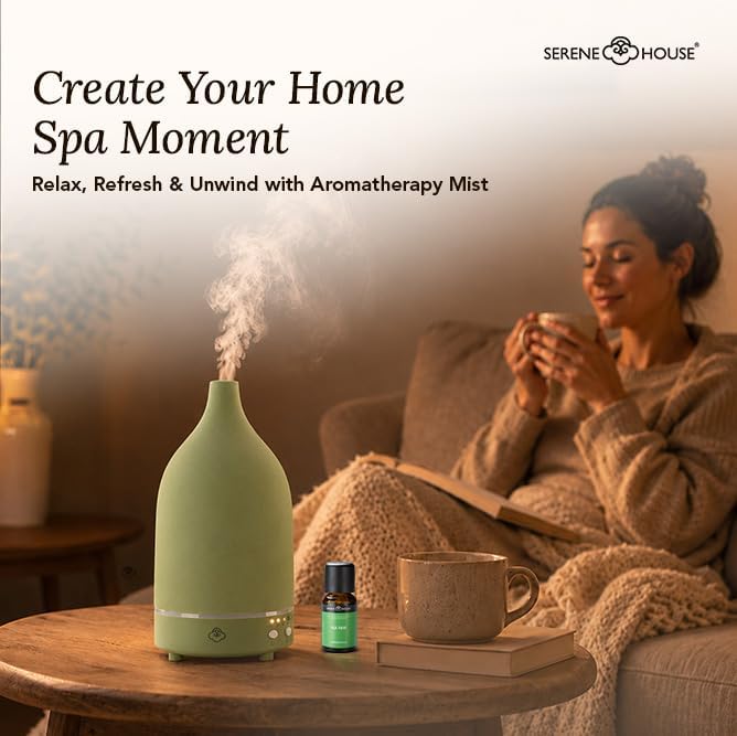 Serene House Vapor Ultrasonic Essential Oil Diffuser Ceramic Green 90ml - Image 2