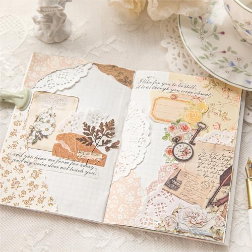 Doraking 100pcs Vintage Floral Scrapbook Paper Journaling Stickers Assorted Set, Material Paper Memo Junk Journal Supplies for Bullet Journaling Retro Crafts Planner Collage Card Album - Image 5