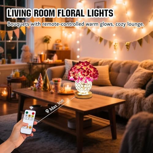 Purple Hydrangea Flower Lamp with Remote Control Romantic Gifts Decor - Image 4