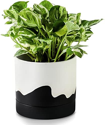 Nihow Ceramic Plant Pot,6 Inch Planter with Drainage Hole&Saucer for Indoor by Nihow