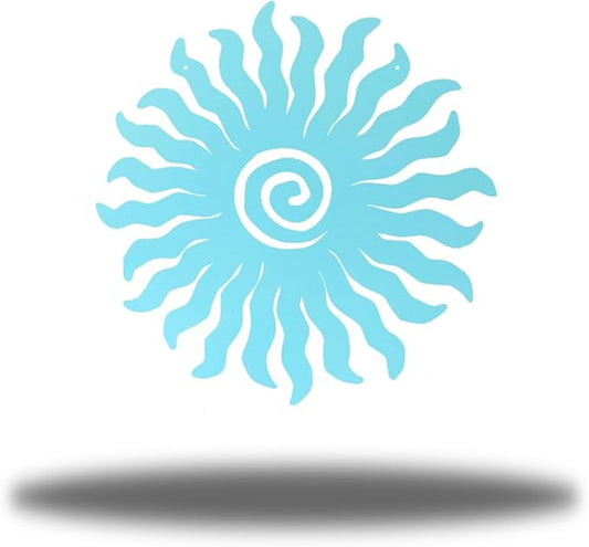 Riverside Designs Sunburst Metal Wall Art Steel Outdoor Decor - Heavy-Duty and Waterproof - Made in USA (24", Sea Foam)
