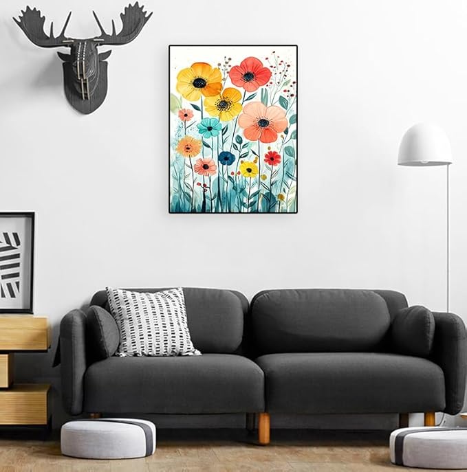 Eterkosu Flowers Diamond Art Kits for Adults,Diamond Painting Kits for Adults for Beginners DIY Diamond Dots Art Kits, 5D Full Round Drill Gem Art Painting Kits for Home Wall Decor