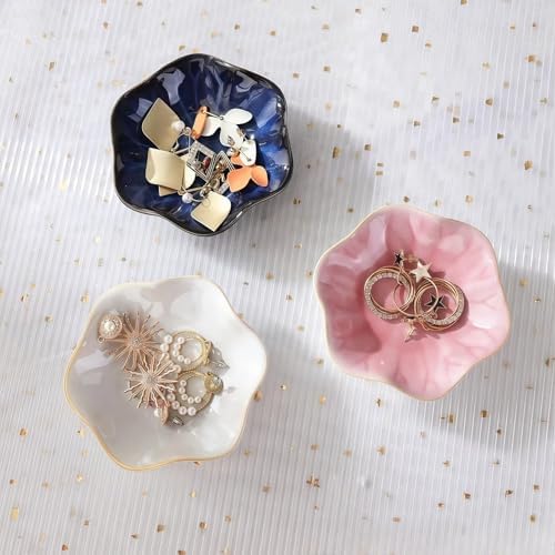 2Pcs Ceramic Jewelry Dish - Lotus Leaf Shape, for Ring Holder Necklace Small Key, Suitable for Mother Friend Sister, Gifts for Women, Cute Plate Trinket Tray, Home Decor (Light Blue & Pink) - Image 7