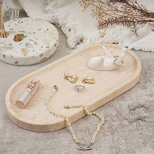 Koville Italian Travertine Tray, 12"x6" Vanity Decorative Marble Tray for Countertop, Catchall Tray for Perfume, Candles, Jewelry Dish Tray (Pack of 2) - Image 5