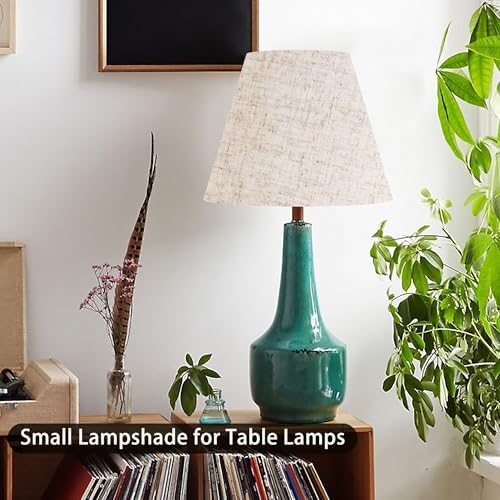 GO&SO Small Mini Oatmeal Linen Lamp Shades Set of 2,5"×9"×6.4" Beige Bell - Image 2