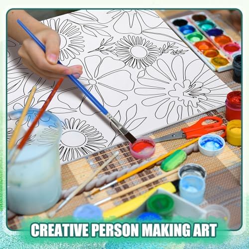 Sherr 75 Pcs 15 Set Floral Pre Drawn Canvas Kit for Painting Craft Sip - Image 5